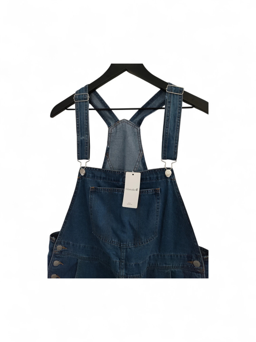 🆕 Glamaker Denim Overall Shorts for Women Casual Blue Jean Romper Size XL - Picture 4 of 13